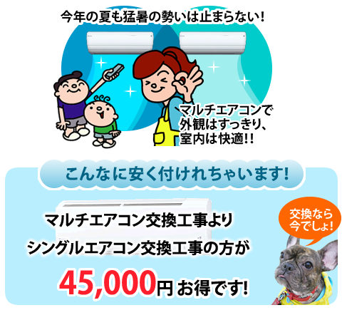 今年の夏も猛暑の勢いは止まらない!マルチエアコンで外観はすっきり、室内は快適!!